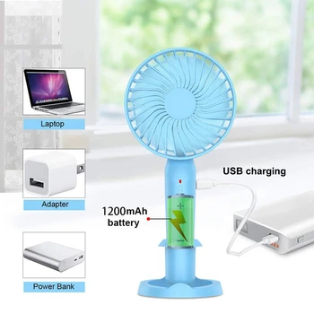 

Mini Handheld Fan, Personal Portable Fan USB Rechargeable 1200MAh Battery Operated Electric Desktop Cooling Fan with 3 Speed Str