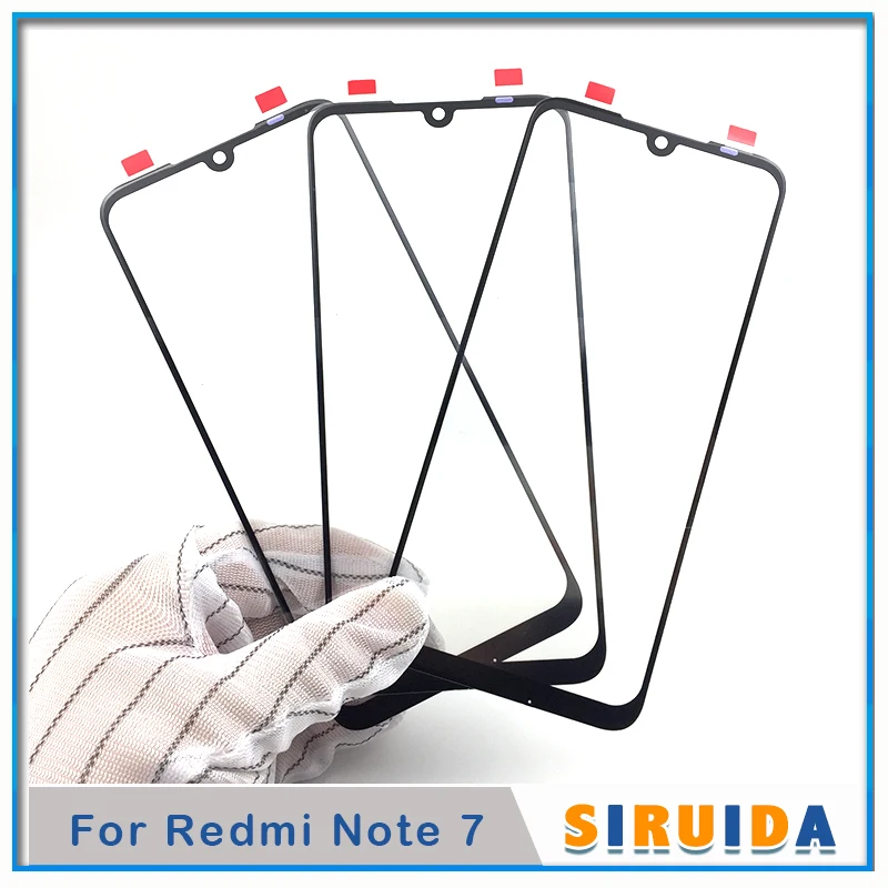 

5PCS Original LCD Touch Screen Outer Glass with OCA glue For Xiaomi Redmi Note 7 Screen Panel Lens Replacement Parts