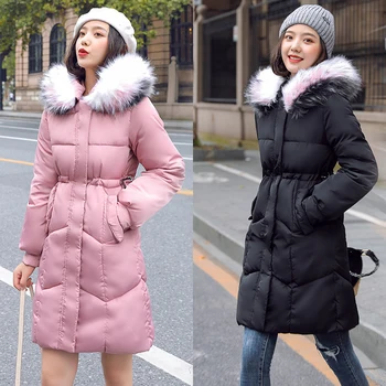 

Winter Jacket Women 2020 Female Warm Long parkas Mujer Coat Lady Fake Fur Collar snow wear Clothing Parka Outerwear Coat
