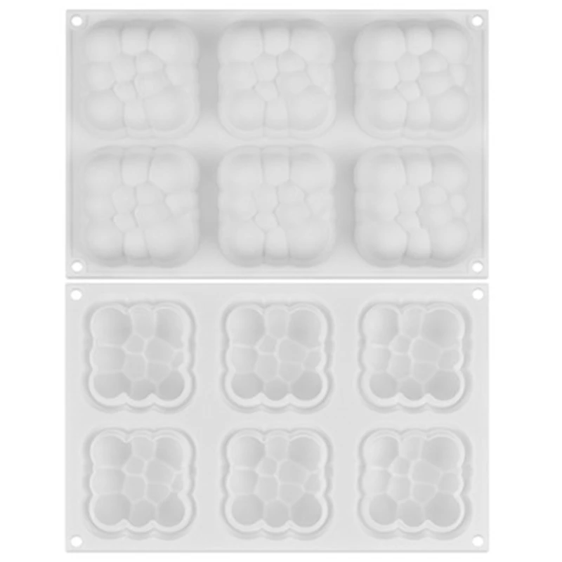 6 полостей Белый 3D Twill Cloud силиконовая форма для торта Формы для Мусса противень квадратной формы для выпечки пузырьков инструмент