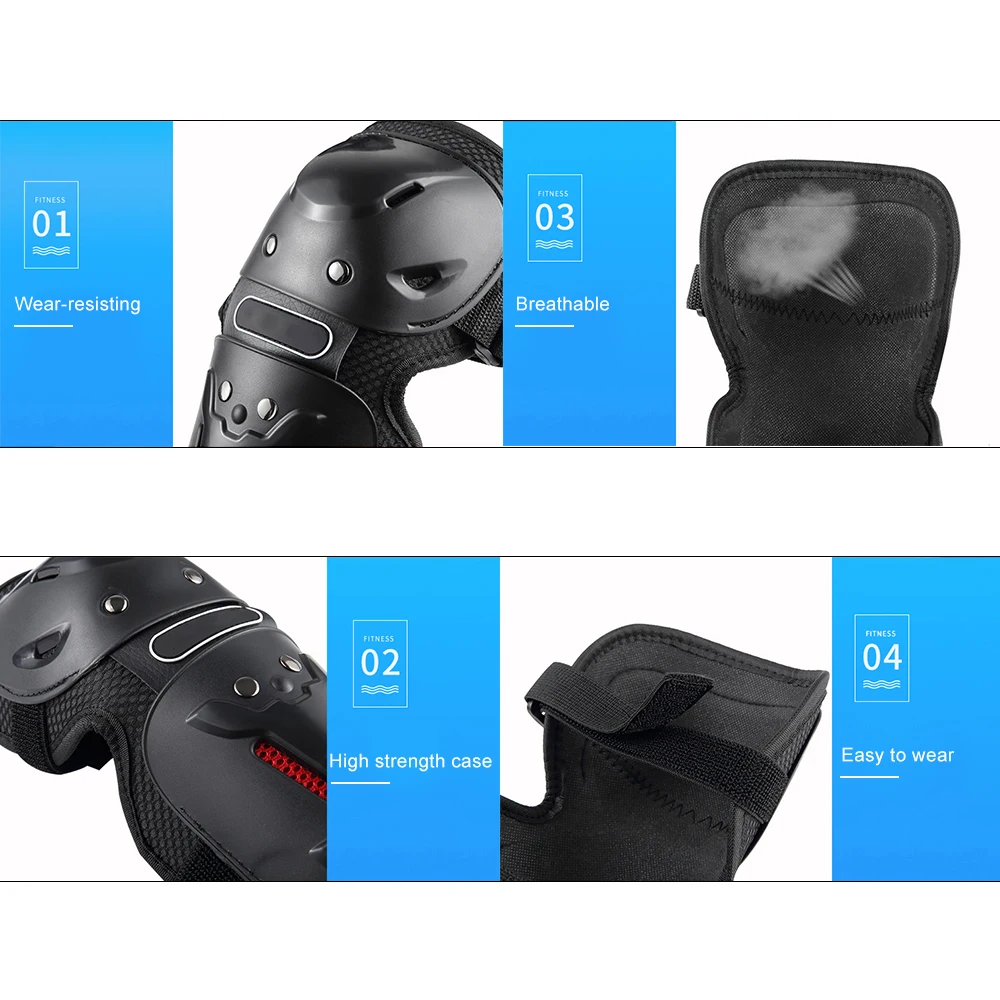 4PCS Cycling Knee Brace and Elbow Guards Bicycle MTB Bike Motorcycle Riding Soft EVA Padding Tough PE Capsid Riding Protection