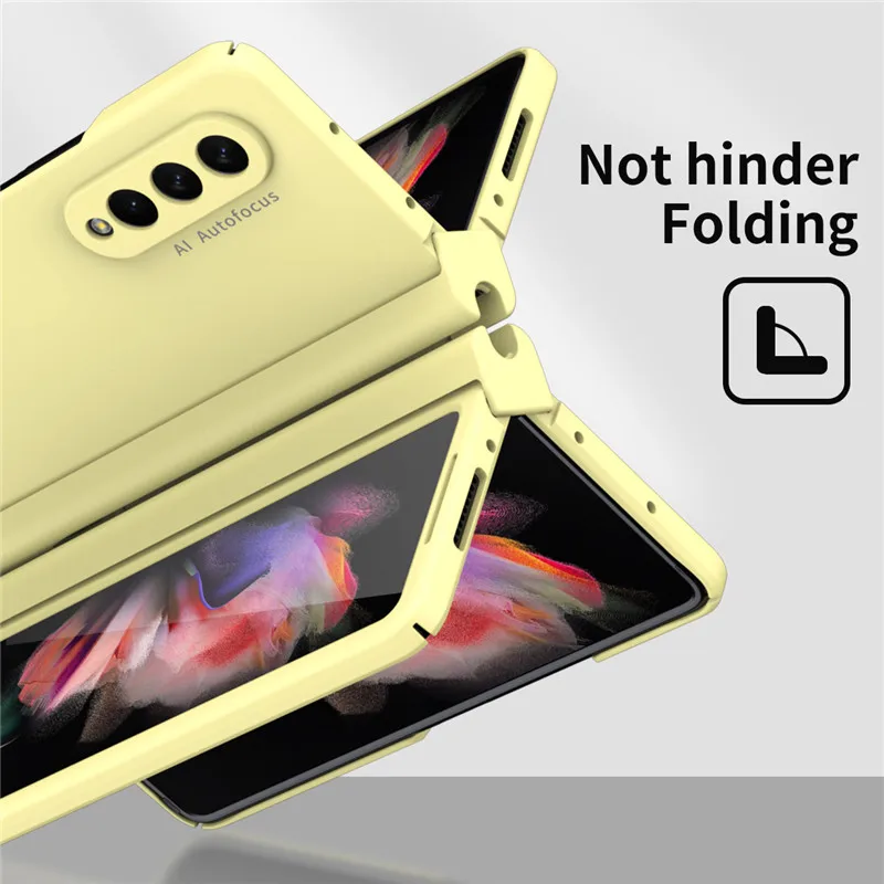 samsung silicone cover For Samsung Galaxy Z Fold 3 Case with Hinge Protection & S Pen Slot for Zfold 3 Full Protection Cover Front Screen Protector kawaii phone case samsung