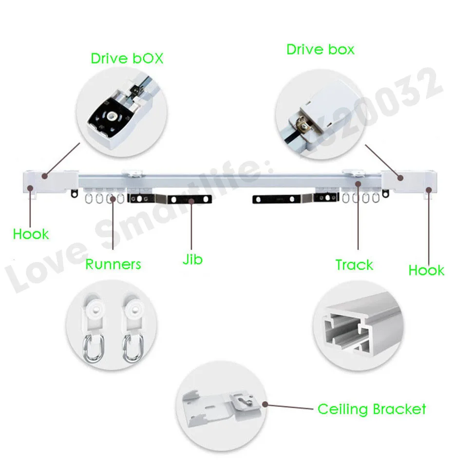 Customize Super Quiet Electric Curtain Track for Aqara B1 motor,Mijia Smart Curtain Rails System,Mi Home App,Free to EU Country-18
