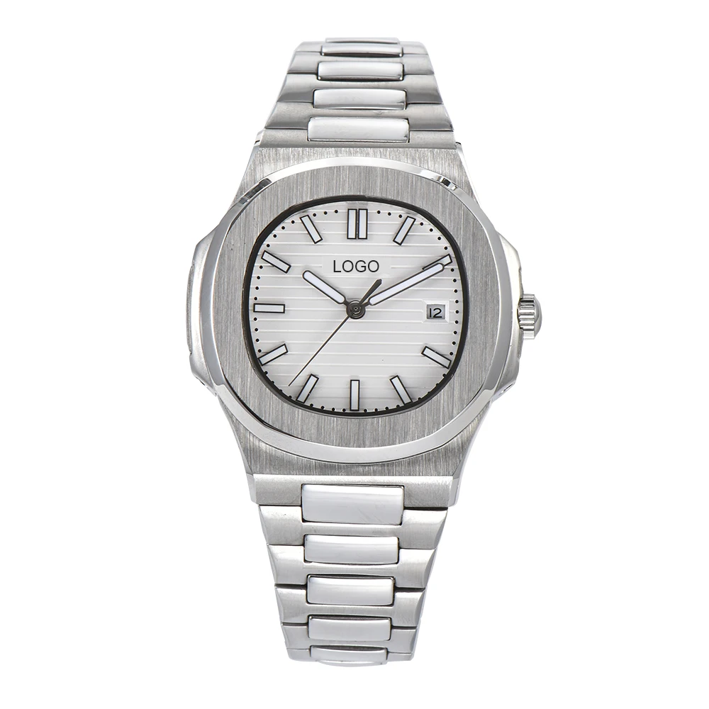 Автоматические часы Patek,, роскошные часы в стиле милитари, Серебристый Стальной чехол, светящиеся деловые автоматические PP-675