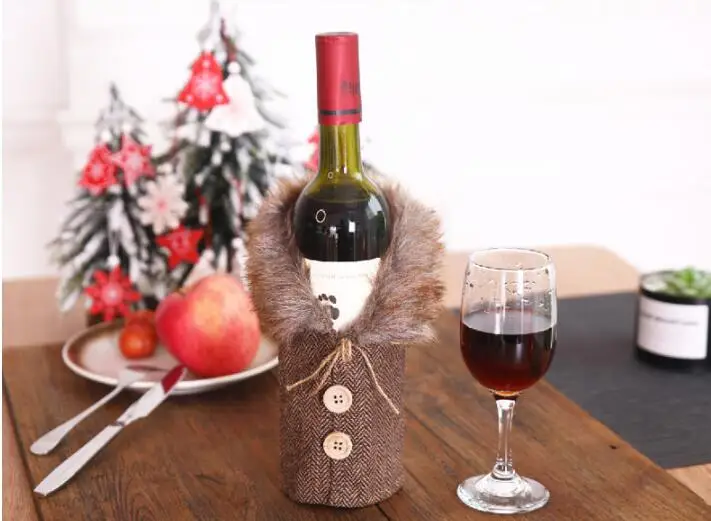 1 шт. льняная крышка бутылки вина креативная сумка для шампанского Рождественский Декор ресторана веселое рождественское красное вино бутылка Пылезащитная крышка QA 248