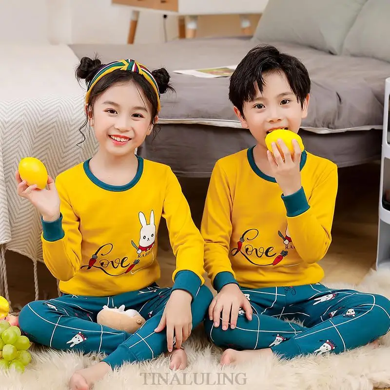 Kids Winter Clothes Baby Girl Clothing Children Animal Cartoon Cotton Sleepwear Teens Boys Autumn Full Sleeve Dinosaur Pyjamas