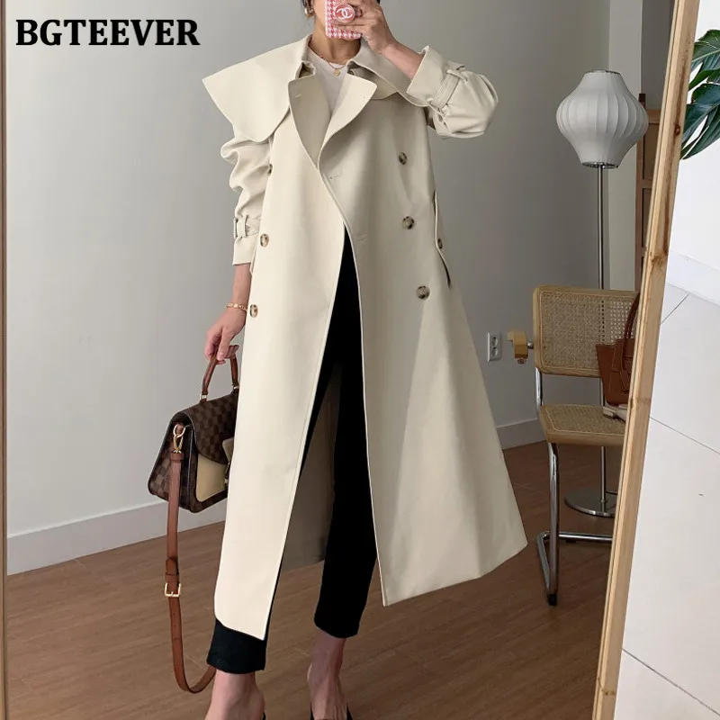 BGTEEVER Chic Long Sleeve Double Breasted Women