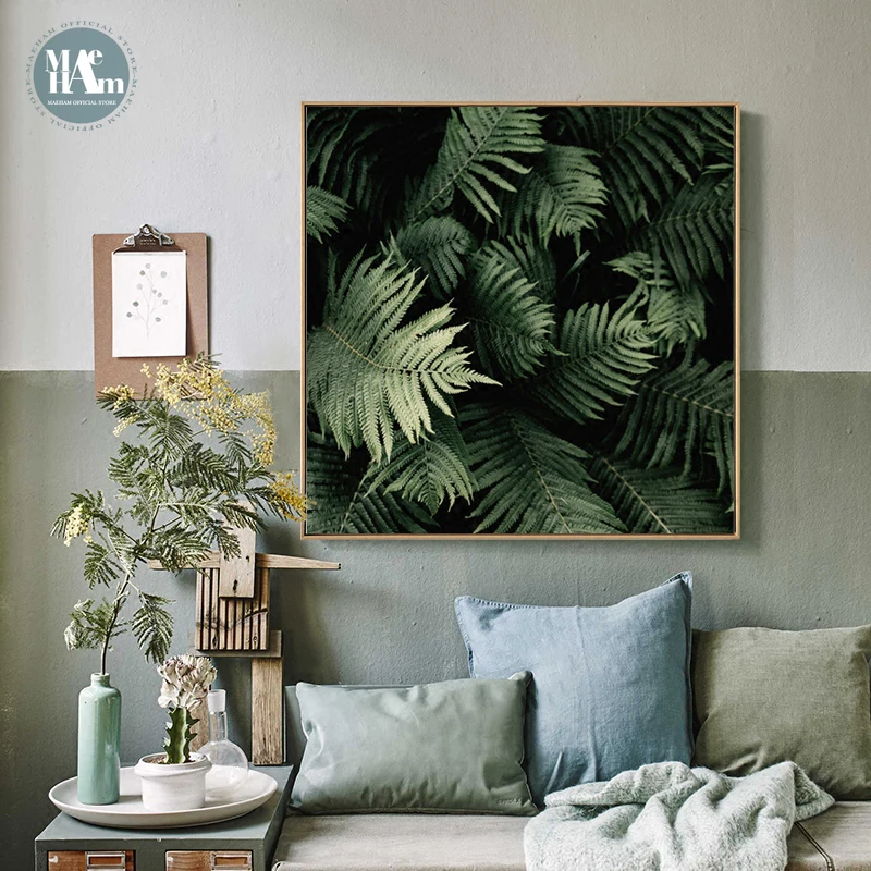 

Nordic Green Plant Lanscape Wall Art Canvas Poster and Print Canvas Painting Decorative Picture for Living Room Home Decor