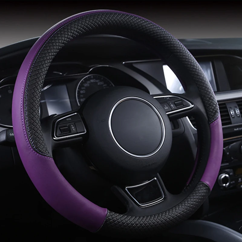 Universal Car Steering Wheel Cover Braid Leather Anti-Slip 8 Color Car-styling Auto Accessories