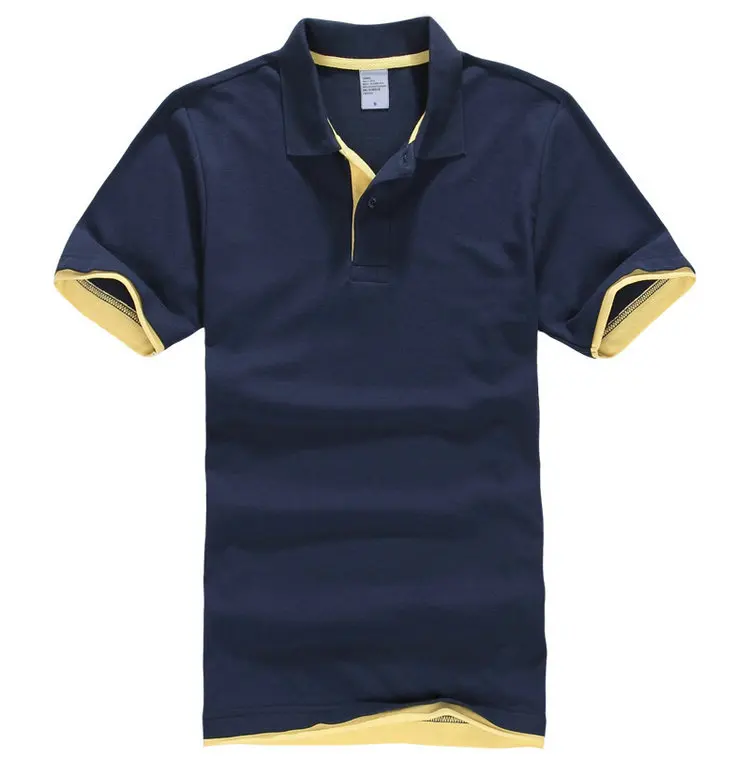 navy-yellow Мужские рубашки поло, мужские дизайнерские рубашки поло, мужские хлопковые рубашки с коротким рукавом, Майки для гольфа, тенниса, поло, большой размер XXL - Цвет: navy-yellow