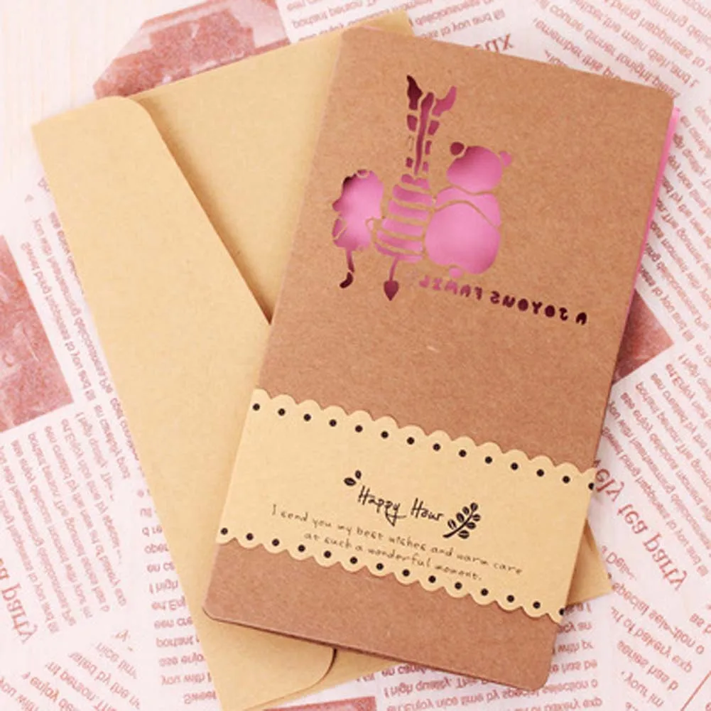 1 PCS Hollow Valentine's Day/Teachers' Day Greeting Card / Kraft Paper Card Holiday Cards Birthday Cards Blessing
