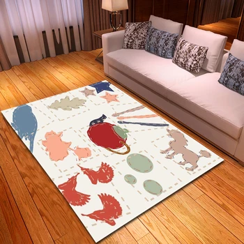 

Cartoon Animal Children Game Mat Flannel Anti-slip Rug Baby Crawling Carpet Mat Kids Room Bedside Rug Living Room Area Rug