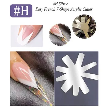 Płytka do paznokci 11 rozmiarów łatwy francuski uśmiech Cut V Line porady w kształcie migdałów akcesoria akrylowe Manicure narzędzie dekoracyjne