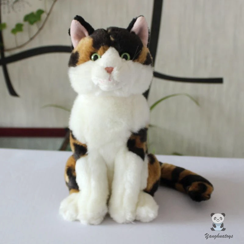 Nice Three Felinae Soft Stuffed Animals Dolls Real Life Cats Plush Calico Model Gifts Toy Girlfriend Present | Игрушки и хобби