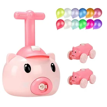 

Cute Pig Power Balloon Launch Tower Toy Puzzle Fun Education Inertia Air Power Balloon Car Science Experimen Toy for Children