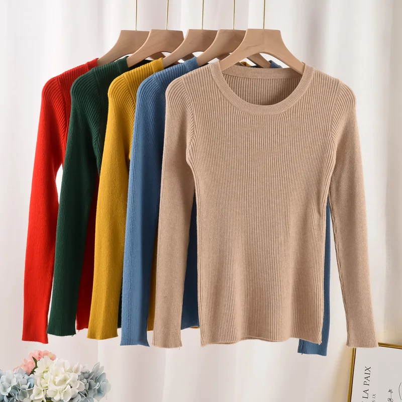 Новинка, осенне-зимний мягкий пуловер с круглым вырезом, свитера для женщин, рубашка первоклассника с длинным рукавом, короткий корейский облегающий свитер