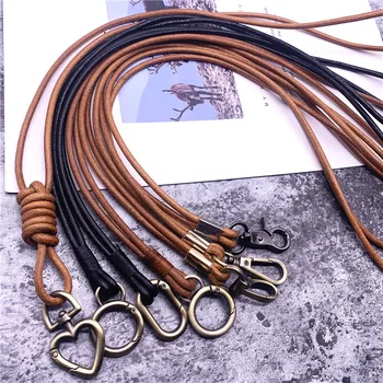 

10P Genuine Leather Mobile Phone Lanyard Cowhide Neck Strap Lanyards for Keys ID Card Gym Mobile Phone Straps USB Badge lanyard