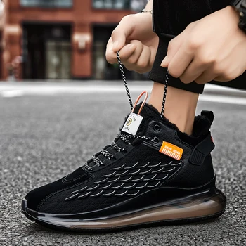 

Men's Snow Boots Clunky Sneaker Dorky Dad Shoes Winter Fluff Aircushion Lace-up Mid-calf Basketball Casual Shoes Men's Shoes