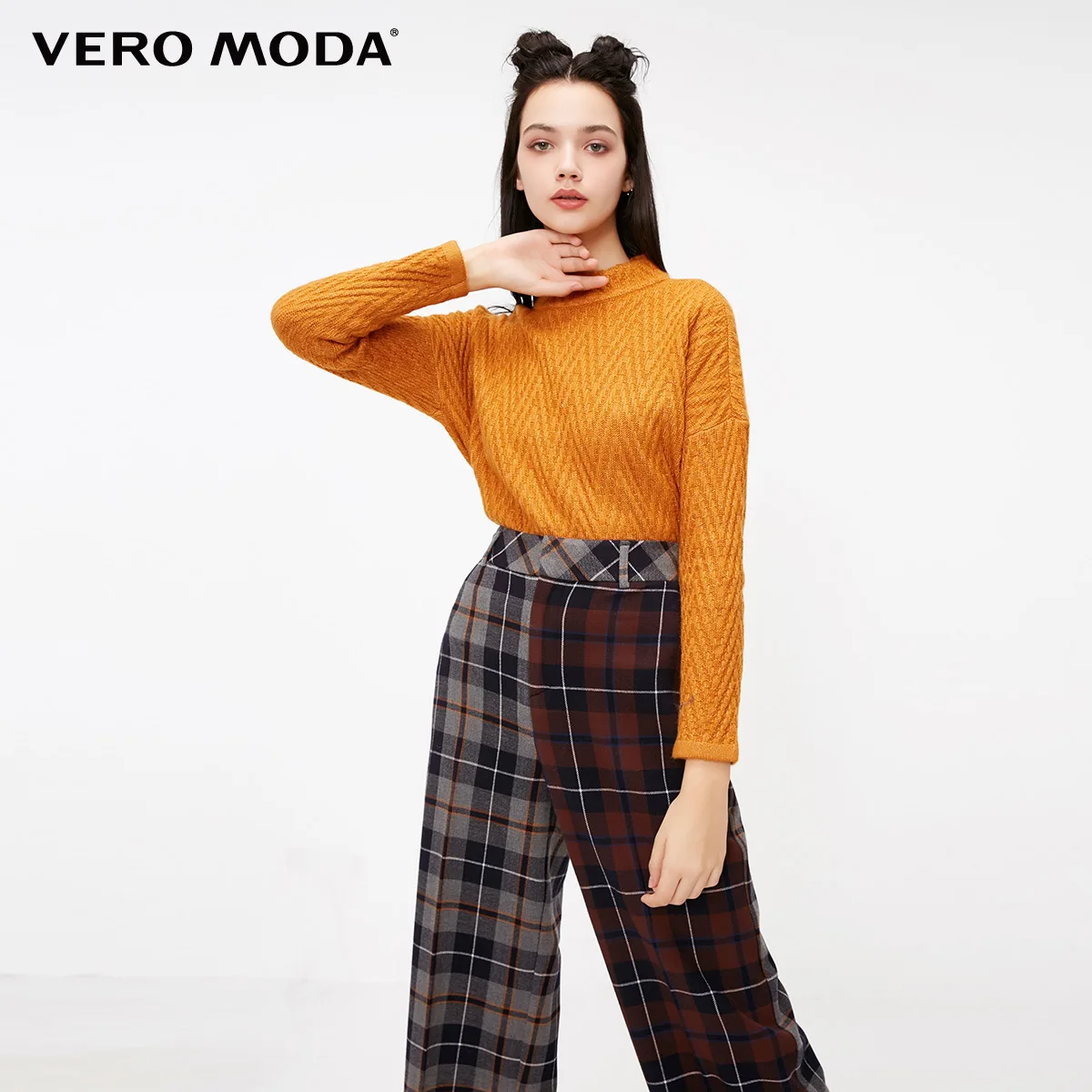 Vero Moda Женский трикотажный свитер с длинными рукавами и воротником-стойкой | 318413501 - Цвет: Pumpkin spice mel.