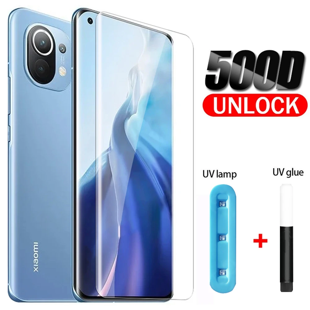 UV vidrio templado para xiaomi Mi nota 10 11 Pro Lite Protector de pantalla Ultra Note10 10Pro 10Ultra 11Pro 11Ultra película de la cubierta completa