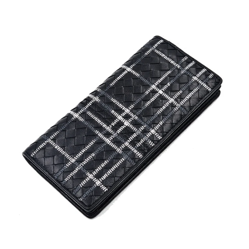 

Leather Men's the Suit Wallet Luxury Brand Design Business Wallet Fashion Embroidery Hand-Woven Wallet Gift Box Packaging 2020
