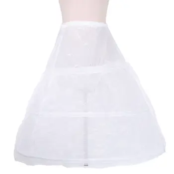 

Women Bridal 3 Hoop A-Line Floor-Length Full Slip Petticoat Ball Gown Two-Layer Elastic Waist Wedding Dress Crinoline Underskirt