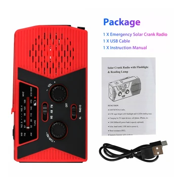 

2020 New Solar Hand-Cranked Rechargeable 2000mAh Power AM/FM/NOAA Weather Radio With Flashlight Reading Light Use