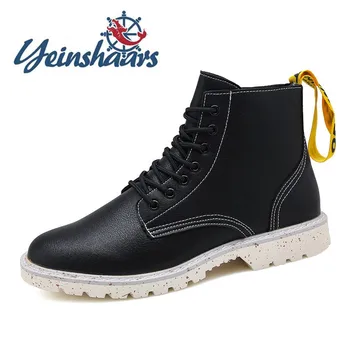 

Men Casual Natural Leather Brand Ankle Boots Handmade Outdoor Working Leather Boots Vintage Style Men High Top Martins Boots Men