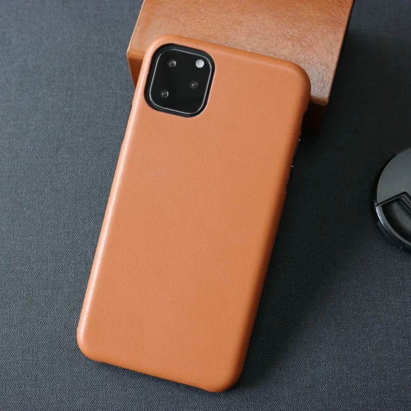 BROWN Кожаный чехол для iPhone 11/11Pro, тонкая задняя крышка, защелкивающийся чехол для Apple iPhone - Цвет: BROWN