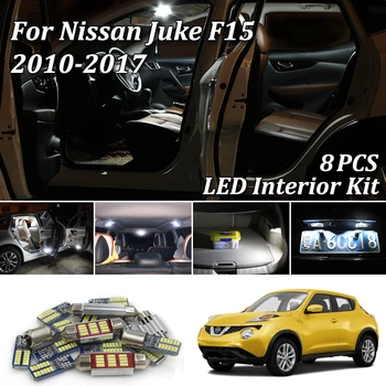 

8Pcs White Canbus led Car interior lights Kit for Nissan Juke F15 2010 - 2015 2016 2017 led Dome Door Trunk light
