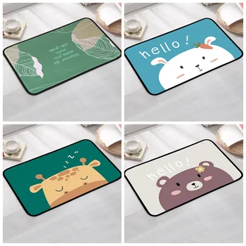 

Cartoon Animals Soft Flannel Carpet Living Room Decor Cute Bear Giraffe Rabbit Pattern Floor Mat Bathroom Doormat Absorbent Rug