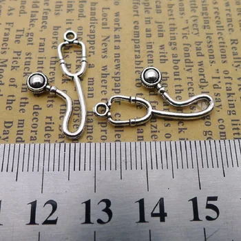 

300PCS/LOT Stethoscope Charms 13*26MM Alloy Health Care Charm For DIY Jewelry Making Gifts Ancient Silver Stethoscope Charms