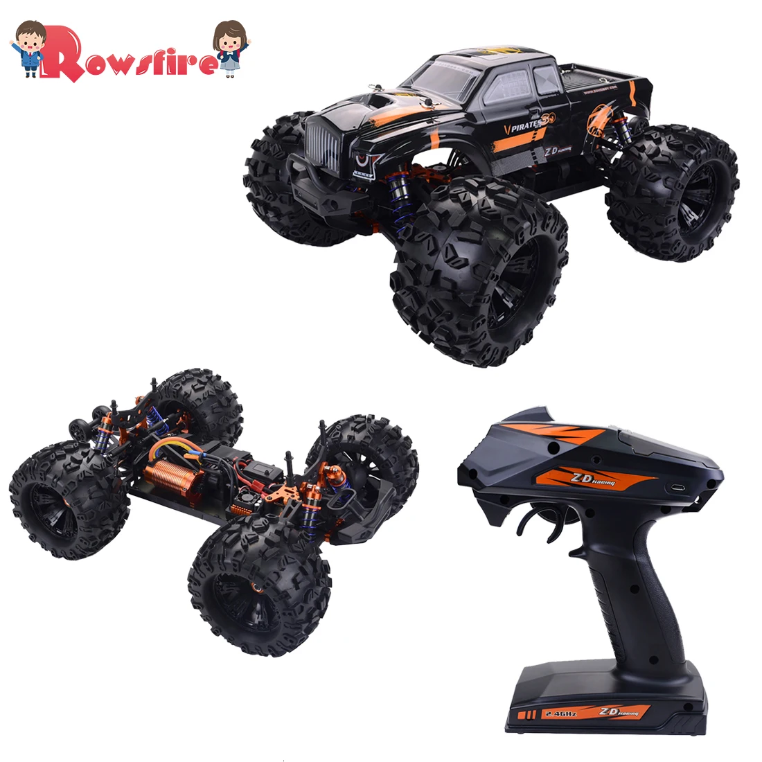 

ZD Racing MT8 Pirates3 1/8 2.4G 4WD 90km/h Brushless Motor RC Car Monster Off-road Truck - Black