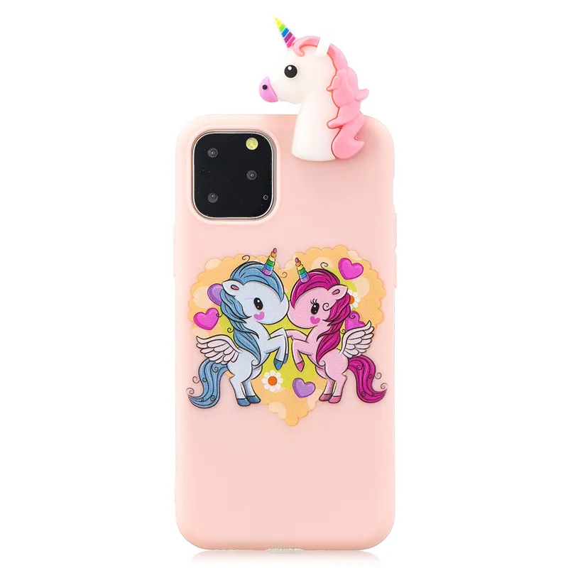 Kawaii панда Единорог кошка чехол с рисунком свиньи для Coque iPhone 11 чехол 3D Мягкий ТПУ чехол для Funda iPhone 11 Pro Max чехол для женщин ребенок - Цвет: Couple Unicorn