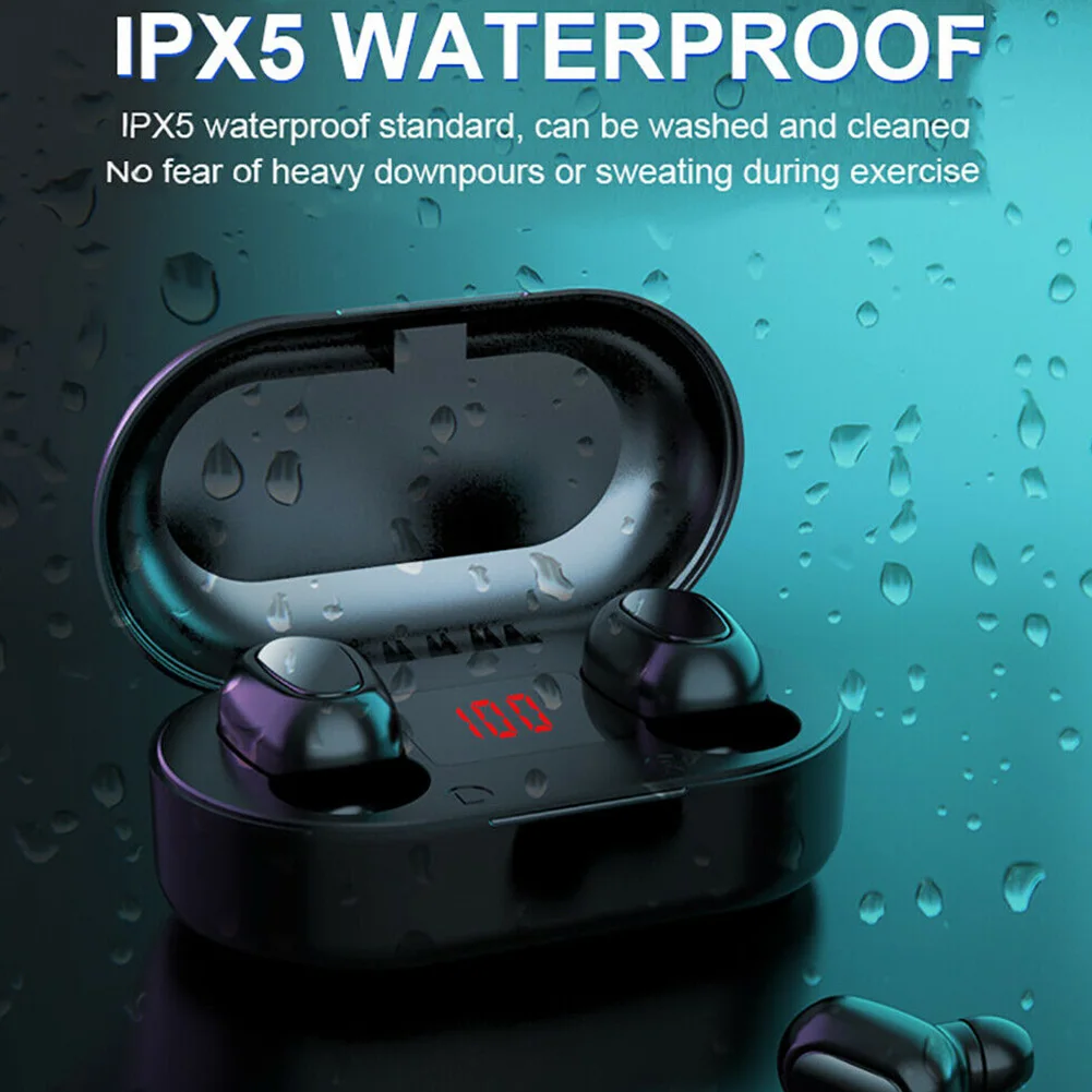 Для бега, игр, IPX5, водонепроницаемый, светодиодный, с шумоподавлением, для улицы, мини, Bluetooth 5,0, Hi-Fi, стерео, TWS, беспроводные наушники