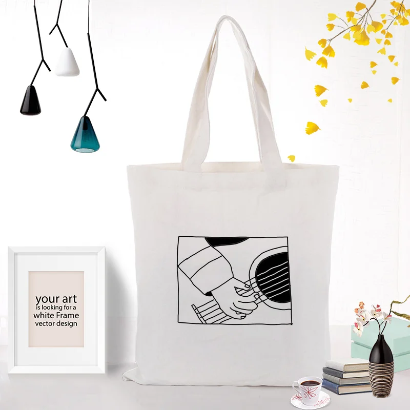 ILLUSTRATIONB012 Холлщовая сумка текст DIY сумочка печать индивидуальные ежедневные иллюстрации печать логотип ежедневное использование складной шоппинг многоразовые - Цвет: ILLUSTRATIONB012