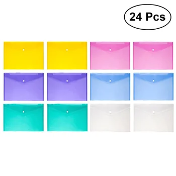 

24pcs A4 Polypropylene Document Folder Clear Document Envelope Folder with Snap Button