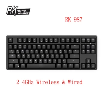 

Royal Kludge RK 987 87 Key 2.4GHz Wireless&USB Wired Dual Mode Mechanical Gaming Keyboard White Backlit JX Blue Switch Keyboard