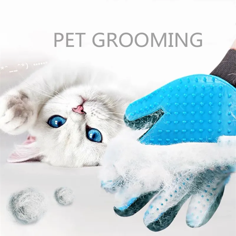 Dog Pet Grooming Glove Silicone Cats Brush Comb Deshedding Hair Gloves