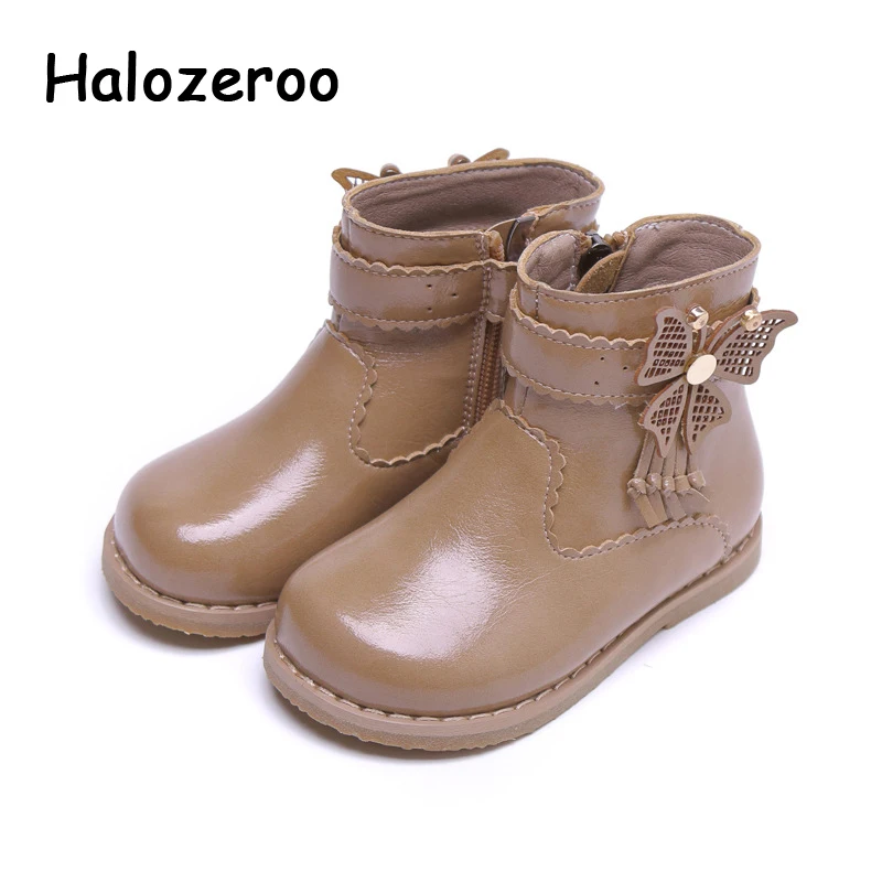 

New Winter Baby Girls Princess Boots Children Warm Ankle Boots Toddler Brand Butterfuly Shoes Kids Sweet Soft Boots Black Boots