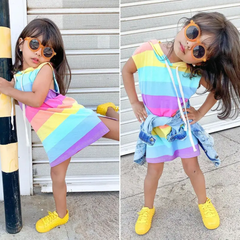 girls rainbow stripe dress