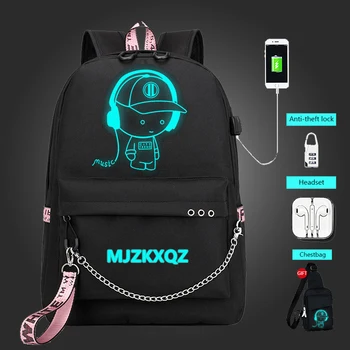 

New Cartoon Backpack Boys School Backpack Student Luminous Animation USB Charge School Bags Teenager School Bag Backpack