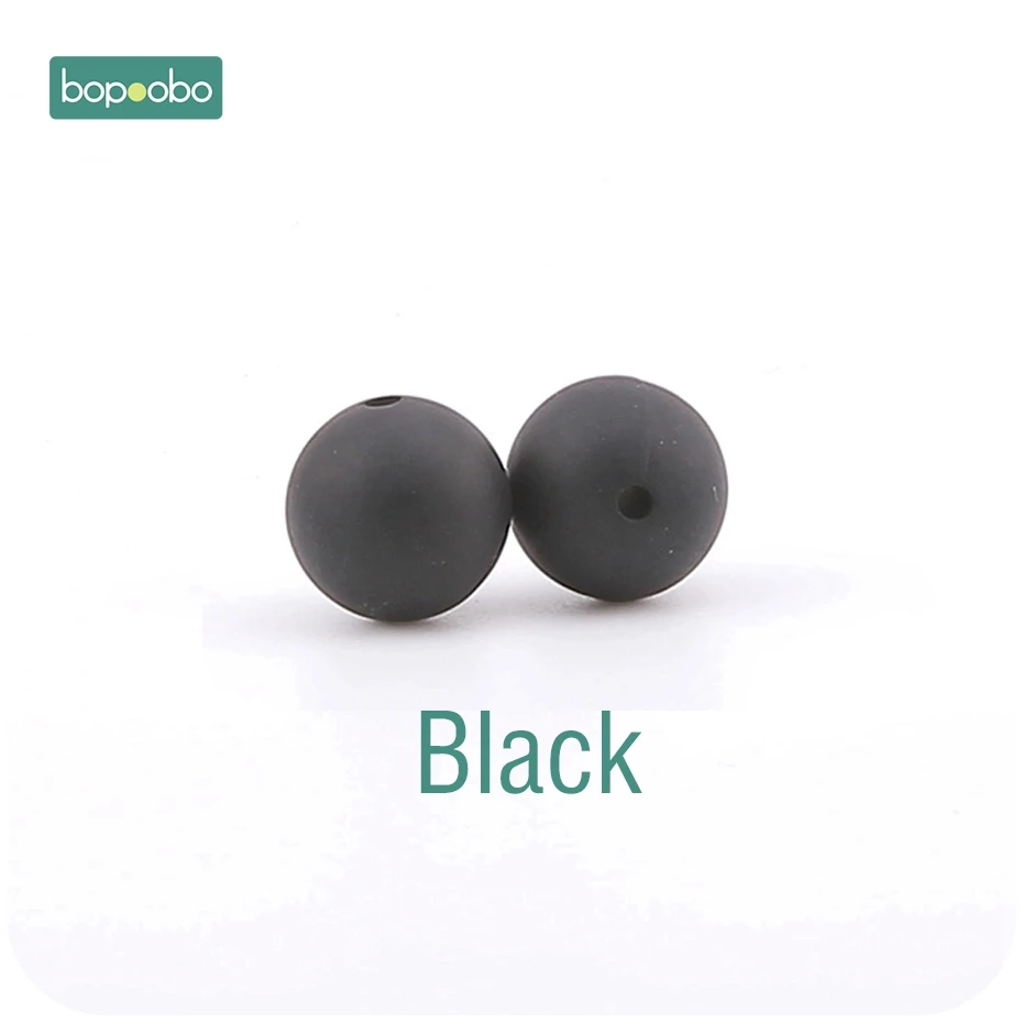 Black Bopoobo 100 шт Детские принадлежности для кормления Силиконовые Бусины Пищевой Прорезыватель DIY Ювелирный Браслет Детская Игрушка прорезыватель 12 мм - Цвет: Black