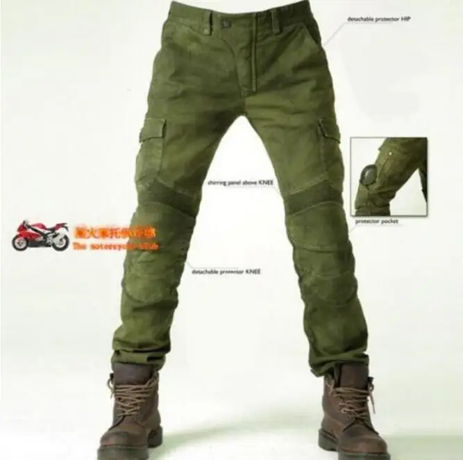 Free shipping for KOMINE off-road motorcycle riding motorbike pants car rally jeans Army green jeans