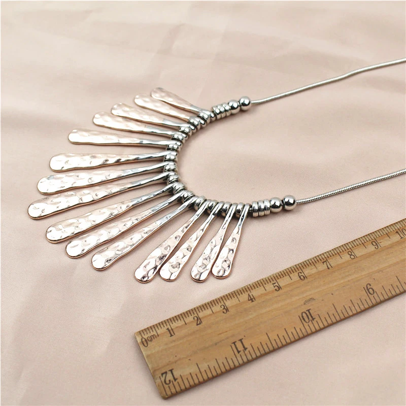 New Statement Metal Bar Double Color Plating Big Necklace for Women Female Party Fashion Geometric Punk Collar Necklace Bijoux