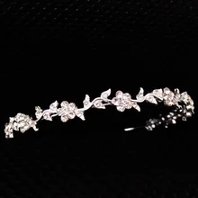 Невесты кристалл цветок тонкие повязки для волос Корона головной убор листья резинки для волос