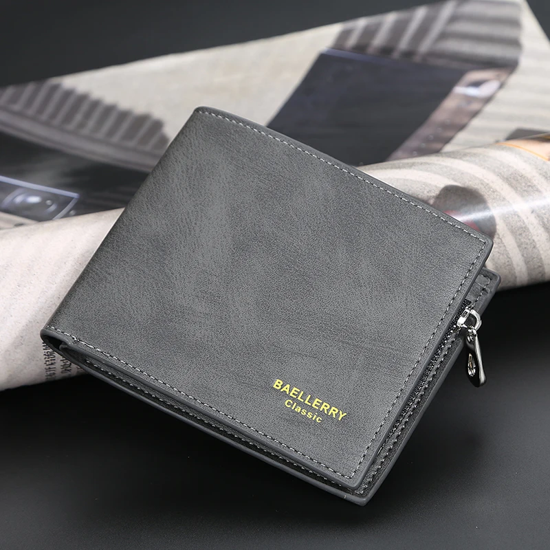 

Men's short wallet with multi-card position 20 fold leather zero wallet with horizontal fashion wallet card bag