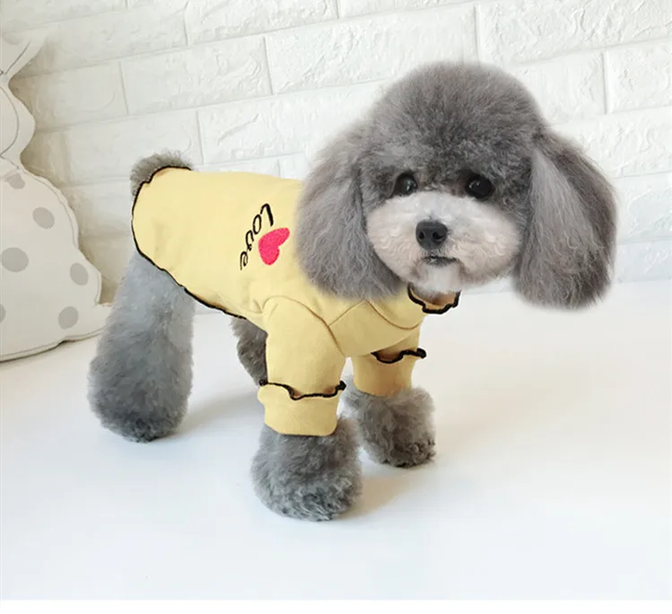 Pet Dog Clothes For Small Dogs Spring Autumn Clothes Chihuahua Puppy Clothing Winter Warm Heart Love Flower Lace Clothes