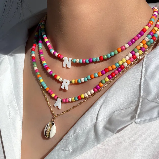 Beaded Initial Name Necklaces for Women 1
