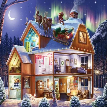 

Wall Decoration Canvas Diamond Painting Full Diamond 5D Landscape Christmas Snow Scene Home Decoration Art Mural